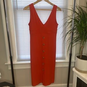 Orange V neck Dress